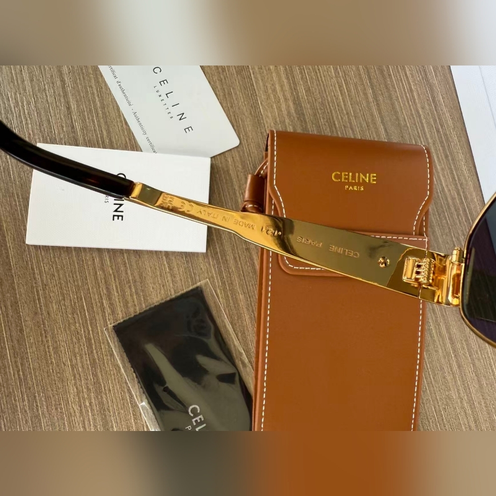 Celine Triomphe Gold Metal Sunglasses - Picture 9 of 13